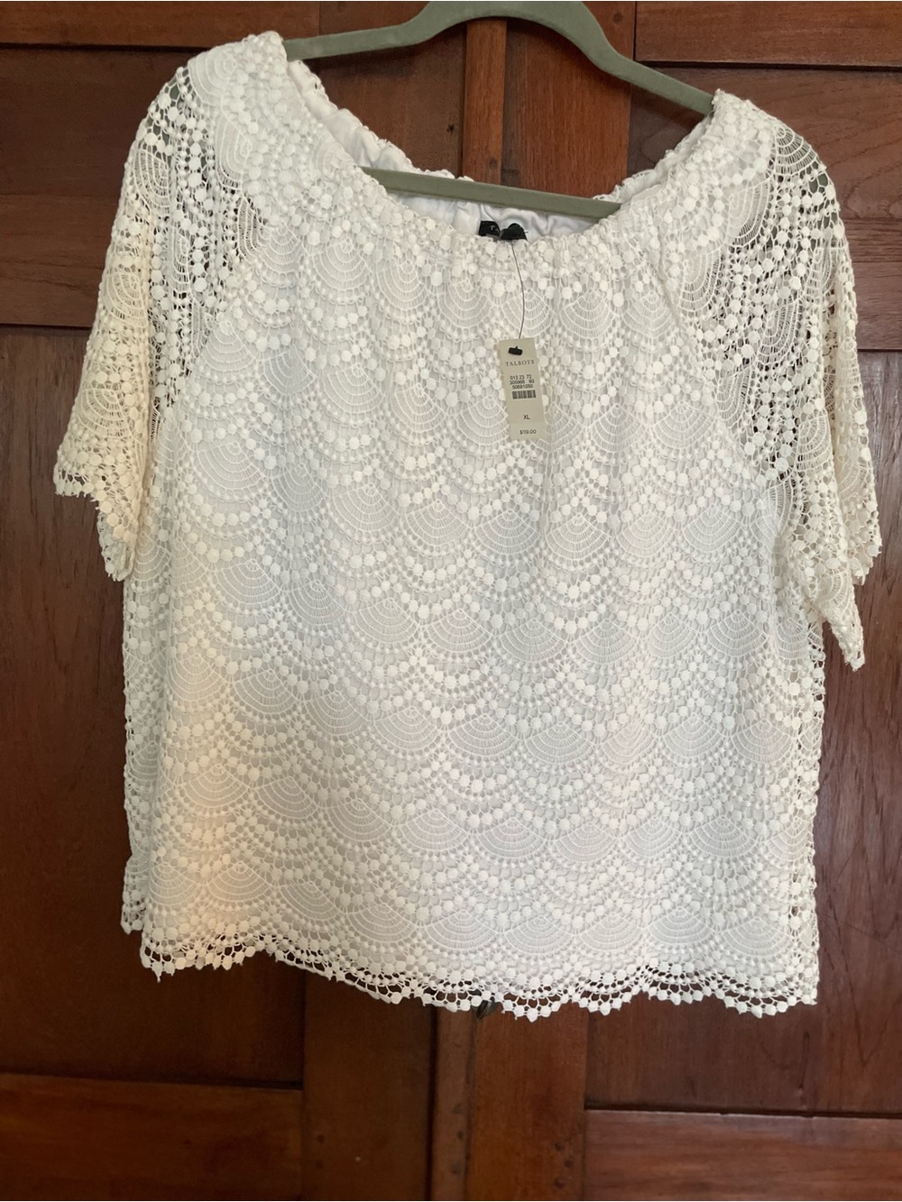 Talbots White Crochet Lace Short Sleeve Blouse